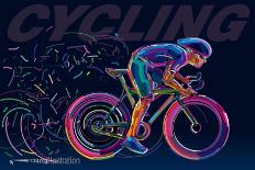 Professional Cyclist Involved in a Bike Race. Vector Artwork in the Style of Paint Strokes.-archetype-Framed Art Print