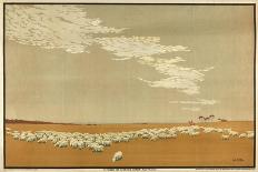 A Flock of Merino Sheep - Australia, from the Series 'Australia's Wealth of Wheat and Wool'-Archibald Bertram Webb-Giclee Print