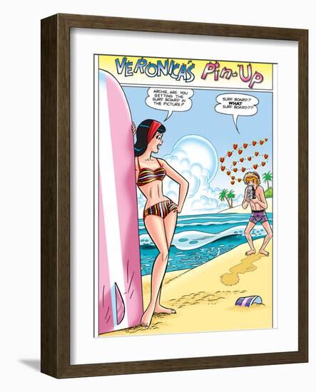 Archie Comics Pin-Up: Veronica And Archie At The Beach-null-Framed Art Print