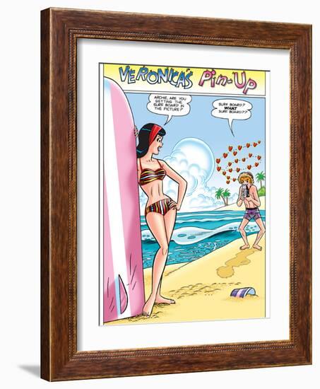 Archie Comics Pin-Up: Veronica And Archie At The Beach-null-Framed Art Print