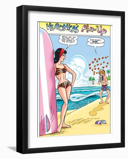 Archie Comics Pin-Up: Veronica And Archie At The Beach-null-Framed Art Print