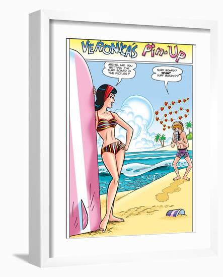 Archie Comics Pin-Up: Veronica And Archie At The Beach-null-Framed Art Print