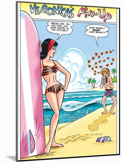 Archie Comics Pin-Up: Veronica And Archie At The Beach-null-Mounted Art Print