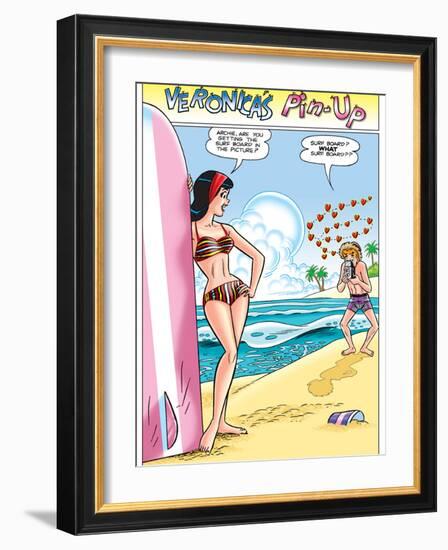 Archie Comics Pin-Up: Veronica And Archie At The Beach-null-Framed Art Print