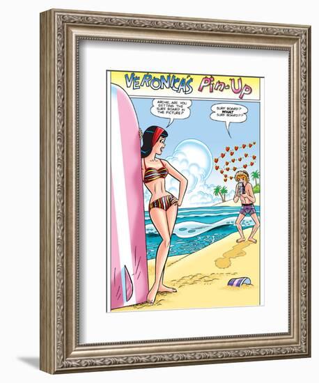 Archie Comics Pin-Up: Veronica And Archie At The Beach-null-Framed Premium Giclee Print