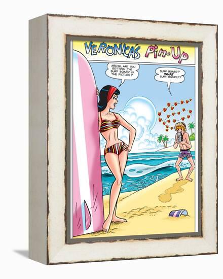 Archie Comics Pin-Up: Veronica And Archie At The Beach-null-Framed Stretched Canvas