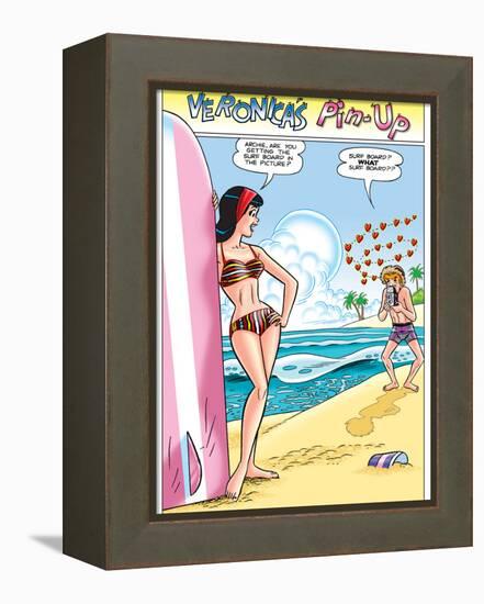 Archie Comics Pin-Up: Veronica And Archie At The Beach-null-Framed Stretched Canvas