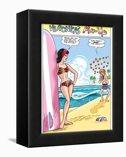 Archie Comics Pin-Up: Veronica And Archie At The Beach-null-Framed Stretched Canvas