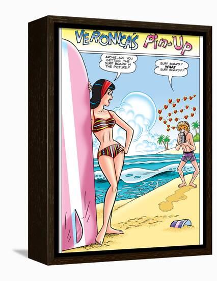 Archie Comics Pin-Up: Veronica And Archie At The Beach-null-Framed Stretched Canvas