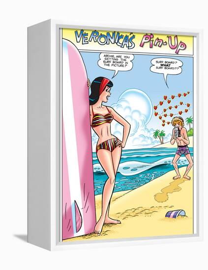 Archie Comics Pin-Up: Veronica And Archie At The Beach-null-Framed Stretched Canvas