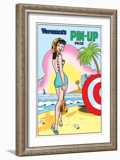 Archie Comics Pin-Up: Veronica At The Beach-null-Framed Premium Giclee Print