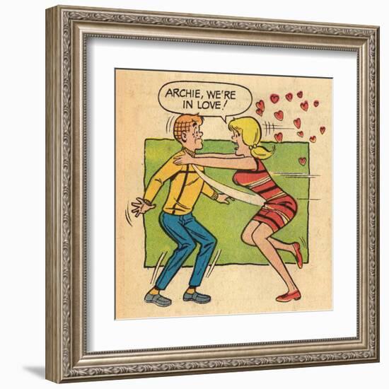 Archie Comics Retro: Archie and Betty Comic Panel; Archie, We're in Love! (Aged)-null-Framed Art Print