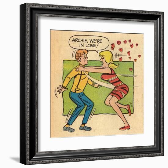 Archie Comics Retro: Archie and Betty Comic Panel; Archie, We're in Love! (Aged)-null-Framed Art Print