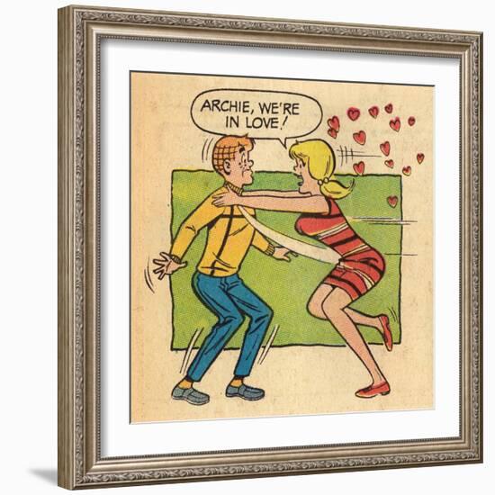 Archie Comics Retro: Archie and Betty Comic Panel; Archie, We're in Love! (Aged)-null-Framed Art Print