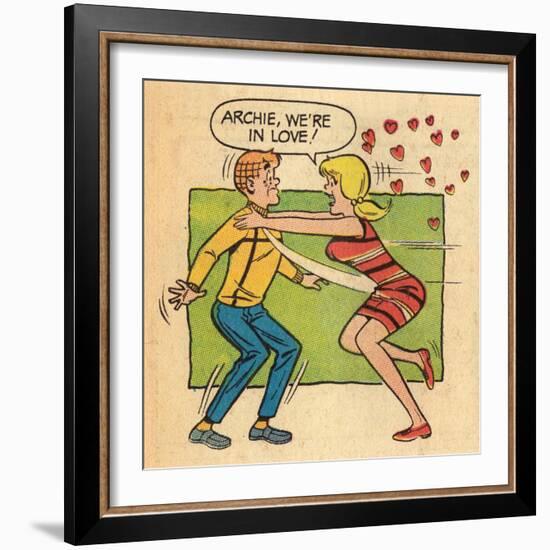 Archie Comics Retro: Archie and Betty Comic Panel; Archie, We're in Love! (Aged)-null-Framed Art Print