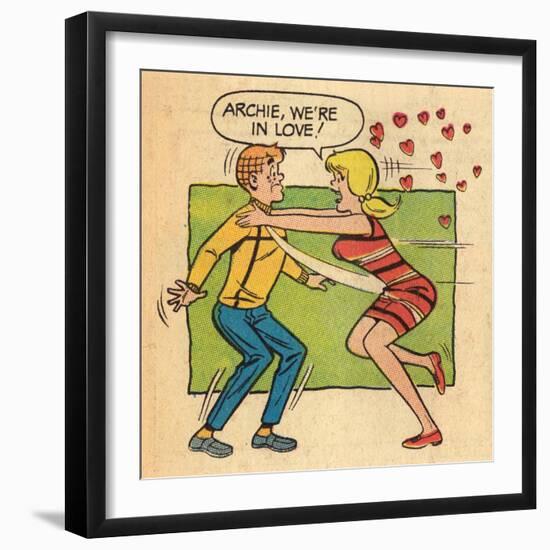 Archie Comics Retro: Archie and Betty Comic Panel; Archie, We're in Love! (Aged)-null-Framed Art Print