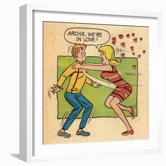 Archie Comics Retro: Archie and Betty Comic Panel; Archie, We're in Love! (Aged)-null-Framed Art Print