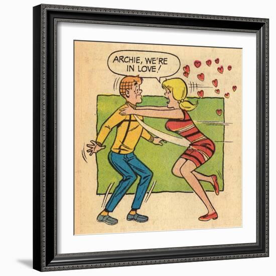 Archie Comics Retro: Archie and Betty Comic Panel; Archie, We're in Love! (Aged)-null-Framed Art Print