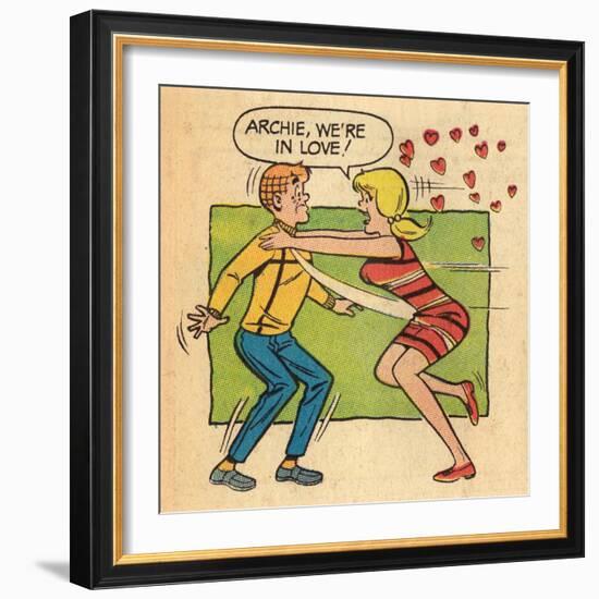 Archie Comics Retro: Archie and Betty Comic Panel; Archie, We're in Love! (Aged)-null-Framed Art Print