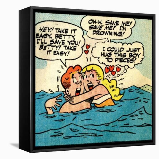 Archie Comics Retro: Archie and Betty Comic Panel; Drowning (Aged)-null-Framed Stretched Canvas