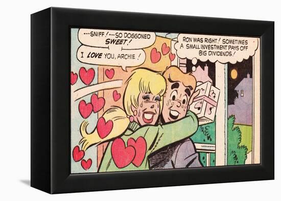 Archie Comics Retro: Archie and Betty Comic Panel; Gift (Aged)-null-Framed Stretched Canvas