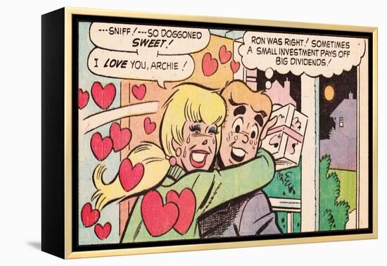 Archie Comics Retro: Archie and Betty Comic Panel; Gift (Aged)-null-Framed Stretched Canvas