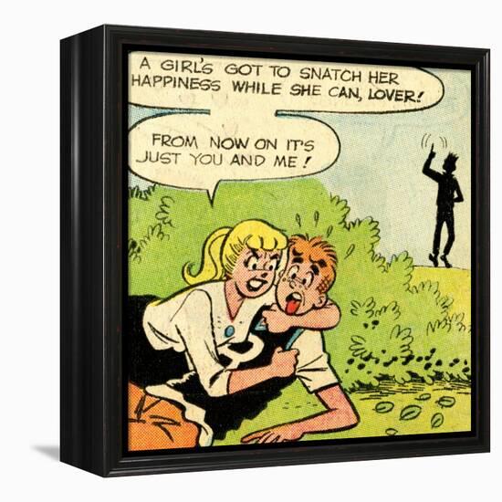 Archie Comics Retro: Archie and Betty Comic Panel; Snatching Happiness (Aged)-null-Framed Stretched Canvas