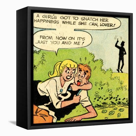 Archie Comics Retro: Archie and Betty Comic Panel; Snatching Happiness (Aged)-null-Framed Stretched Canvas