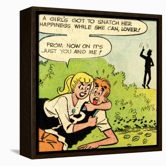 Archie Comics Retro: Archie and Betty Comic Panel; Snatching Happiness (Aged)-null-Framed Stretched Canvas