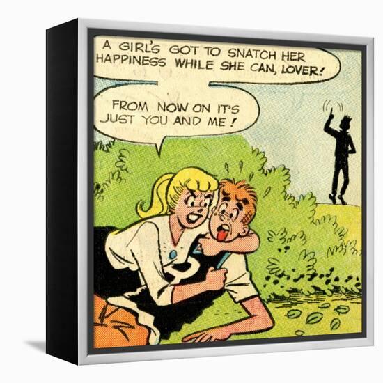 Archie Comics Retro: Archie and Betty Comic Panel; Snatching Happiness (Aged)-null-Framed Stretched Canvas