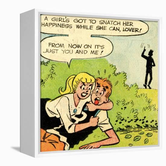 Archie Comics Retro: Archie and Betty Comic Panel; Snatching Happiness (Aged)-null-Framed Stretched Canvas