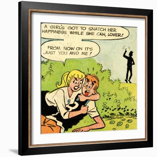 Archie Comics Retro: Archie and Betty Comic Panel; Snatching Happiness (Aged)-null-Framed Art Print