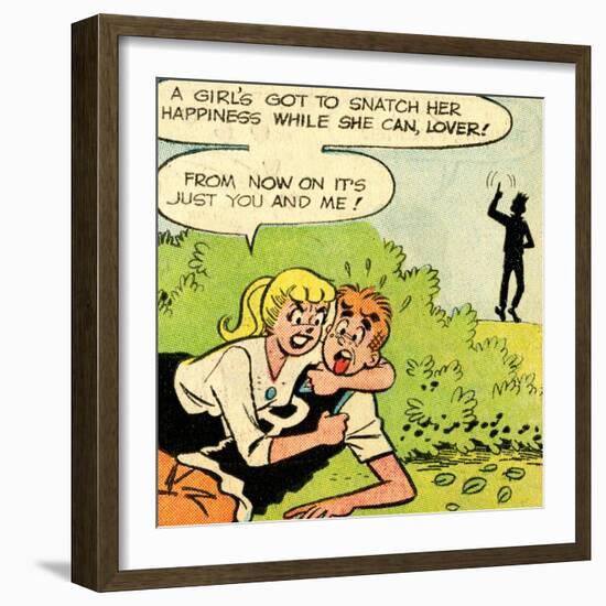 Archie Comics Retro: Archie and Betty Comic Panel; Snatching Happiness (Aged)-null-Framed Premium Giclee Print