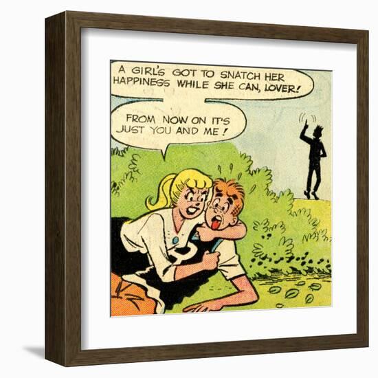 Archie Comics Retro: Archie and Betty Comic Panel; Snatching Happiness (Aged)-null-Framed Art Print