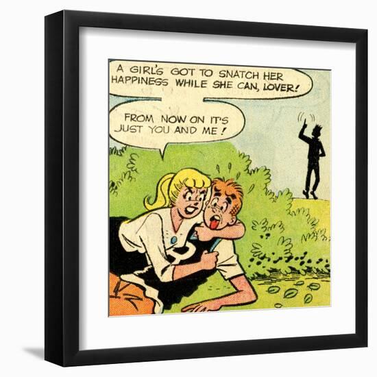 Archie Comics Retro: Archie and Betty Comic Panel; Snatching Happiness (Aged)-null-Framed Art Print