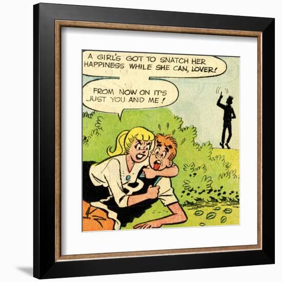 Archie Comics Retro: Archie and Betty Comic Panel; Snatching Happiness (Aged)-null-Framed Art Print