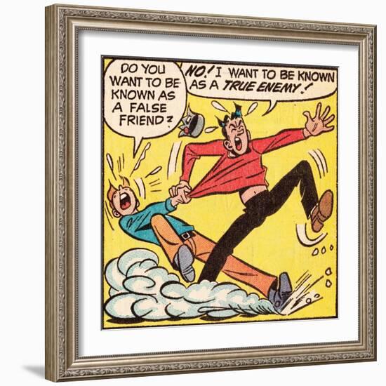 Archie Comics Retro: Archie and Jughead Comic Panel; False Friend (Aged)-null-Framed Art Print