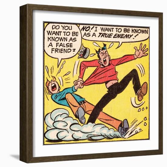 Archie Comics Retro: Archie and Jughead Comic Panel; False Friend (Aged)-null-Framed Art Print