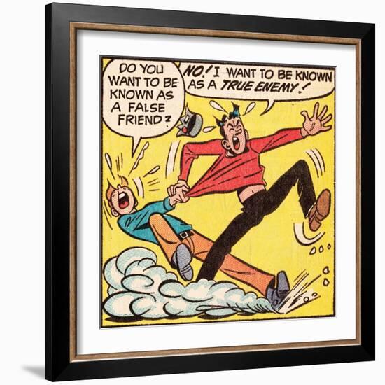 Archie Comics Retro: Archie and Jughead Comic Panel; False Friend (Aged)-null-Framed Art Print