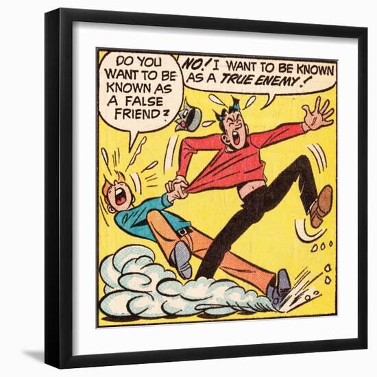 Archie Comics Retro: Archie and Jughead Comic Panel; False Friend (Aged)-null-Framed Art Print