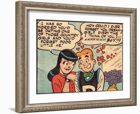 Archie Comics Retro: Archie and Veronica Comic Panel; Dream Girl (Aged)--Framed Art Print