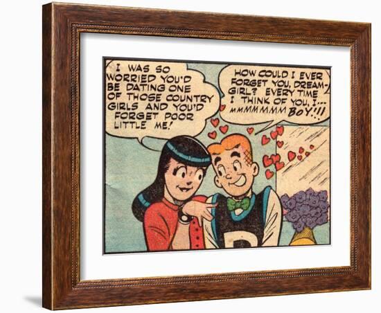 Archie Comics Retro: Archie and Veronica Comic Panel; Dream Girl (Aged)-null-Framed Art Print