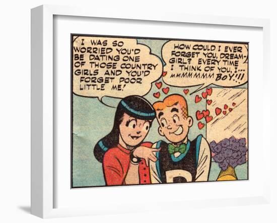 Archie Comics Retro: Archie and Veronica Comic Panel; Dream Girl (Aged)-null-Framed Art Print