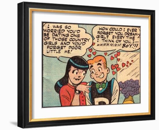 Archie Comics Retro: Archie and Veronica Comic Panel; Dream Girl (Aged)-null-Framed Art Print
