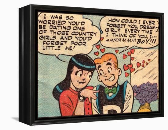 Archie Comics Retro: Archie and Veronica Comic Panel; Dream Girl (Aged)-null-Framed Stretched Canvas