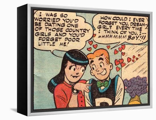 Archie Comics Retro: Archie and Veronica Comic Panel; Dream Girl (Aged)-null-Framed Stretched Canvas