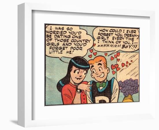 Archie Comics Retro: Archie and Veronica Comic Panel; Dream Girl (Aged)-null-Framed Premium Giclee Print