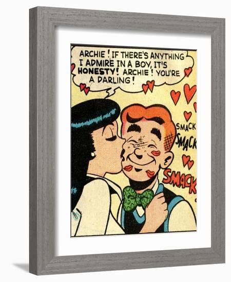 Archie Comics Retro: Archie and Veronica Comic Panel; Smack! (Aged)-null-Framed Art Print