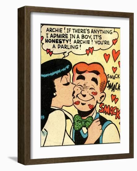 Archie Comics Retro: Archie and Veronica Comic Panel; Smack! (Aged)-null-Framed Art Print