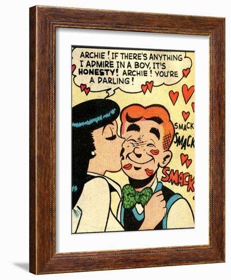 Archie Comics Retro: Archie and Veronica Comic Panel; Smack! (Aged)-null-Framed Art Print